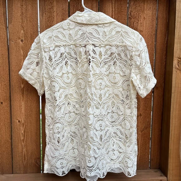 Maeve by Anthropologie Lace Cream Shirt - Picture 2 of 8